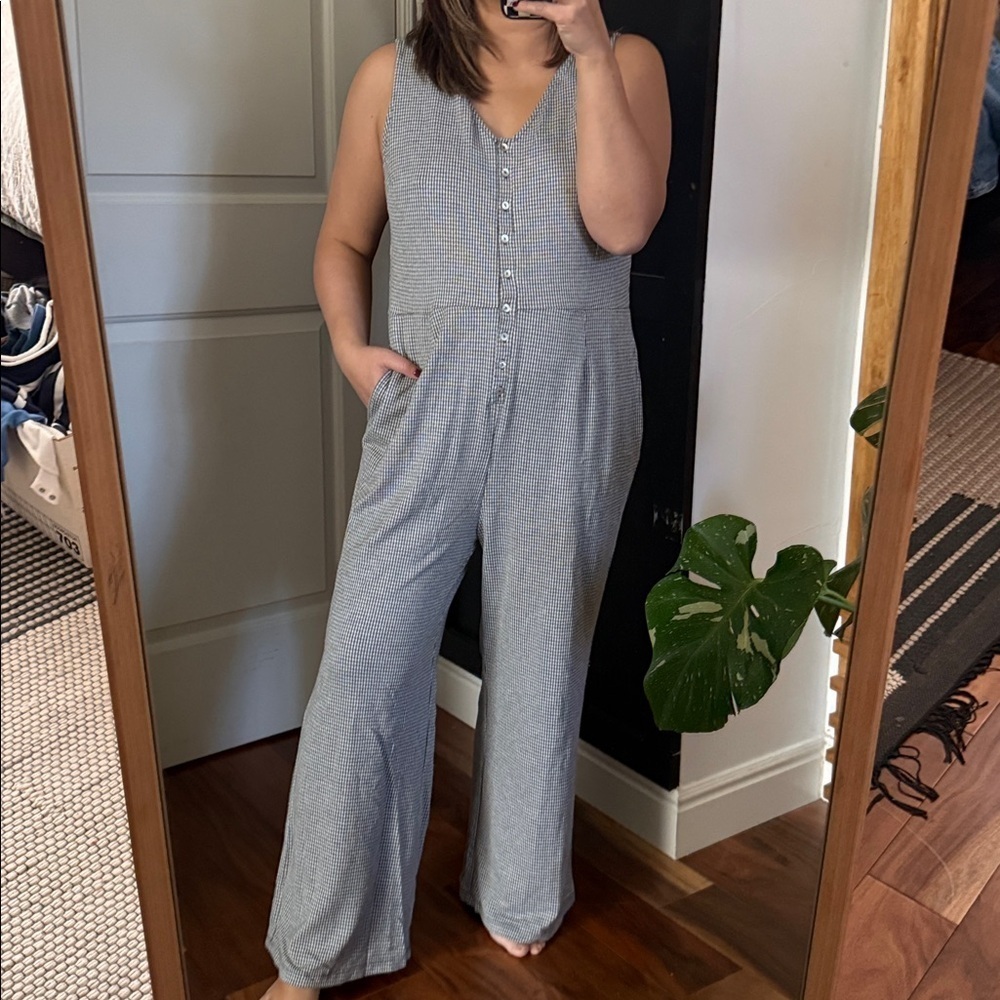 Anthropologie x Eri+ali Sardinia Sleeveless gingham Wide Leg Jumpsuit. Size L